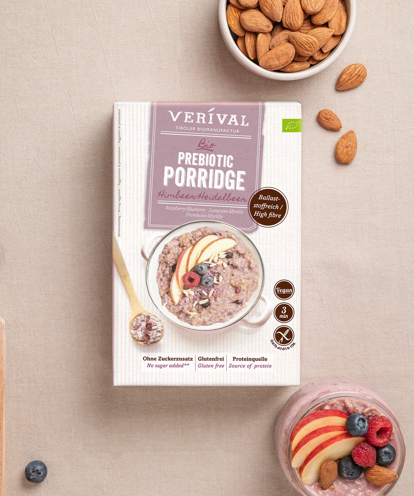 Prebiotic Porridge Raspberry-Blueberry